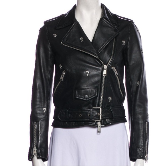 All saints palm tree black
leather jacket Jacket size XS - Picture 4 of 9